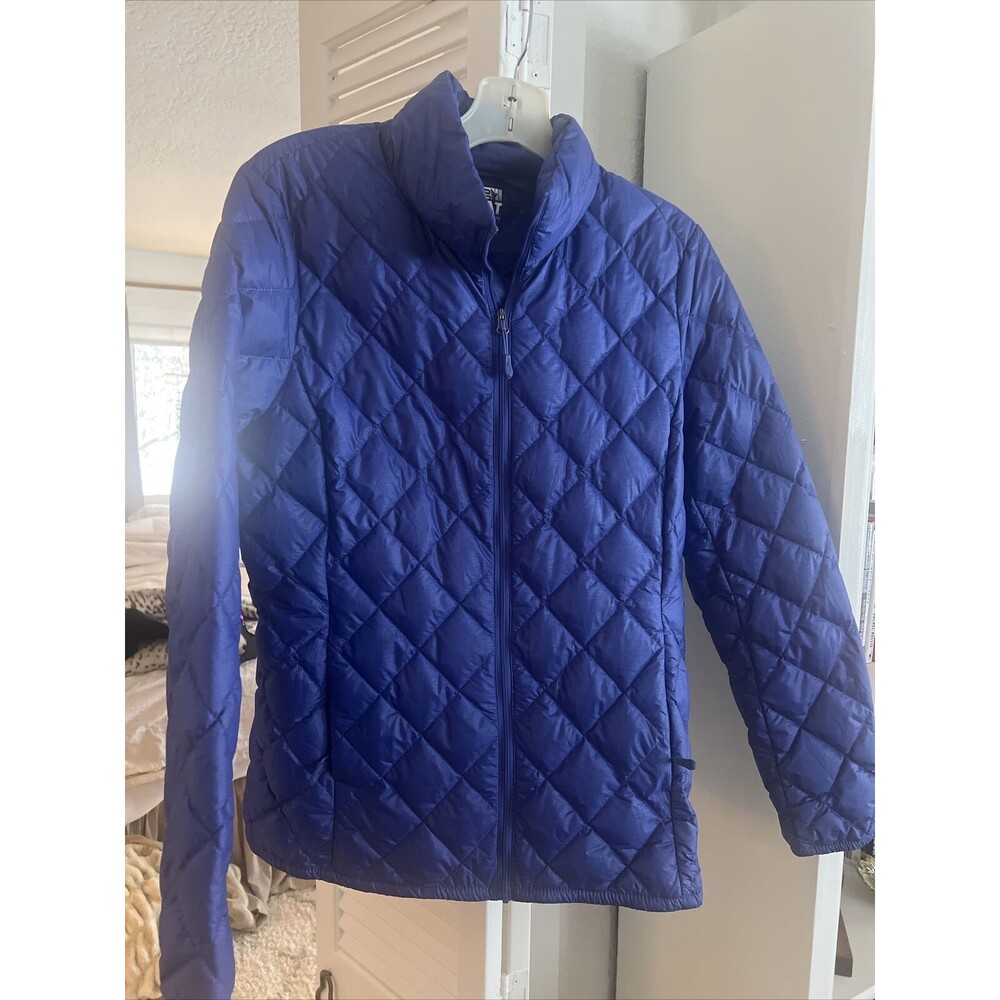 32 Degrees Heat Down Puffer Jacket Womens Medium Blue Zip Pockets Ultralight EUC